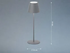 Outdoor Akku Tischlampe COSENZA Grau ohne Kabel mit RGB, Höhe 38cm