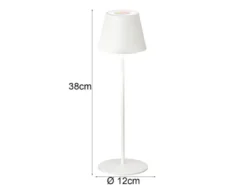 Outdoor Akku Tischlampe COSENZA Weiß ohne Kabel mit RGB, Höhe 38cm