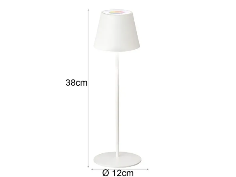 Outdoor Akku Tischlampe COSENZA Weiß ohne Kabel mit RGB, Höhe 38cm