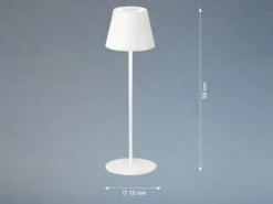 Outdoor Akku Tischlampe COSENZA Weiß ohne Kabel mit RGB, Höhe 38cm