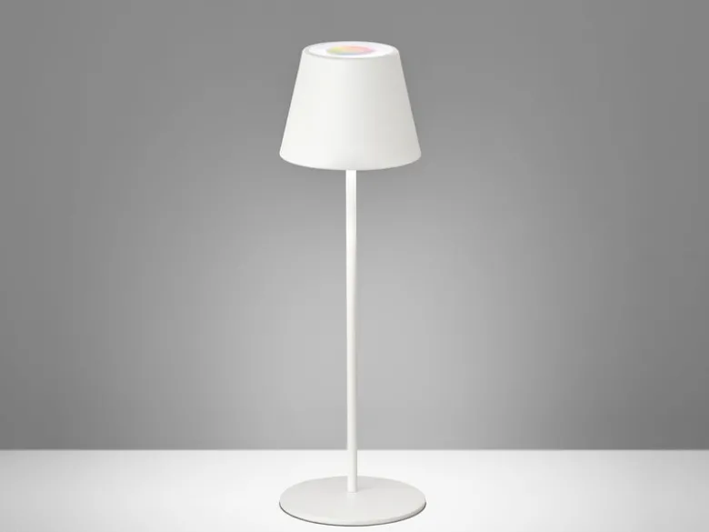 Outdoor Akku Tischlampe COSENZA Weiß ohne Kabel mit RGB, Höhe 38cm