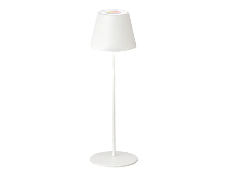 Outdoor Akku Tischlampe COSENZA Weiß ohne Kabel mit RGB, Höhe 38cm