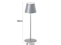 Outdoor Akku Tischlampe COSENZA Silber ohne Kabel mit RGB, Höhe 38cm