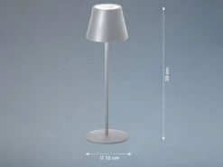Outdoor Akku Tischlampe COSENZA Silber ohne Kabel mit RGB, Höhe 38cm