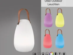 Outdoor Akku Tischlampe RUBY ohne Kabel mit RGB Farbwechsel, Höhe 20cm