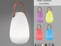 Outdoor Akku Tischlampe RUBY ohne Kabel mit RGB Farbwechsel 26cm