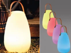 Outdoor Akku Tischlampe RUBY ohne Kabel mit RGB Farbwechsel 26cm