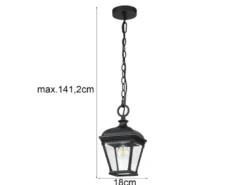 Outdoor Hängelampe BAYVIEW Kettenlaterne Landhausstil, max. Höhe 141cm