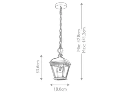 Outdoor Hängelampe BAYVIEW Kettenlaterne Landhausstil, max. Höhe 141cm
