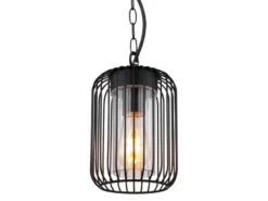 Outdoor Hängeleuchte NINA mit Gitterschirm aus schwarzem Edelstahl, Höhe 75,5cm