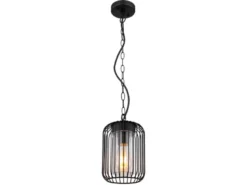 Outdoor Hängeleuchte NINA mit Gitterschirm aus schwarzem Edelstahl, Höhe 75,5cm