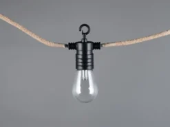 Outdoor Lichterkette EMBER aus Hanfseil mit Netzstecker & 8 LEDs, Länge 6 Meter
