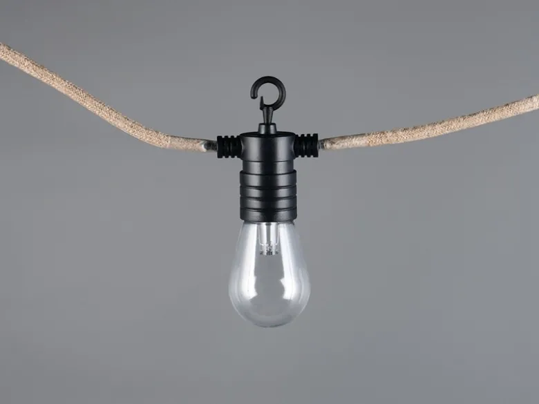 Outdoor Lichterkette EMBER aus Hanfseil mit Netzstecker & 8 LEDs, Länge 6 Meter
