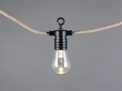 Outdoor Lichterkette EMBER aus Hanfseil mit Netzstecker & 8 LEDs, Länge 6 Meter