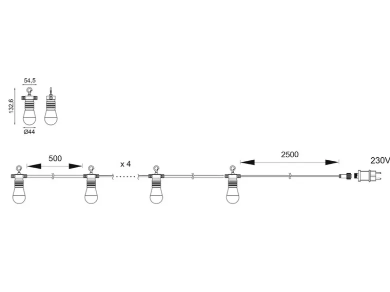 Outdoor Lichterkette EMBER aus Hanfseil mit Netzstecker & 8 LEDs, Länge 6 Meter