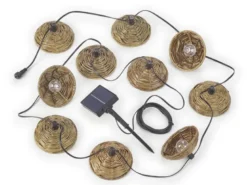 Outdoor Lichterkette mit 10 Schirmen Solar & USB mit Netzstecker, L: 5,7 Meter