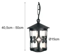 Outdoor Pendelleuchte HEREFORD aus Alu im Landhausstil, Schwarz Ø15cm
