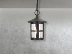 Outdoor Pendelleuchte HEREFORD aus Alu im Landhausstil, Schwarz Ø15cm