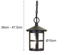 Outdoor Pendelleuchte HEREFORD aus Alu im Landhausstil, Schwarz Ø15cm