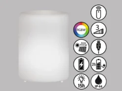 Outdoor RGB Tischleuchte CEPPO 15cm mit Fernbedienung, per USB & Solar aufladbar