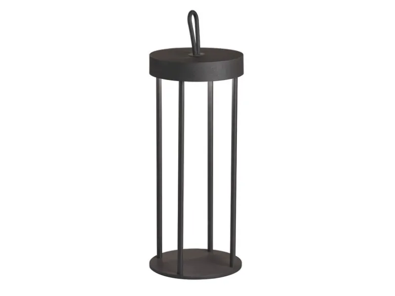 Outdoor Tischlampe KANTE 36cm Schwarz ohne Strom mit Akku & USB Kabel