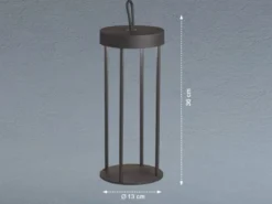Outdoor Tischlampe KANTE 36cm Schwarz ohne Strom mit Akku & USB Kabel