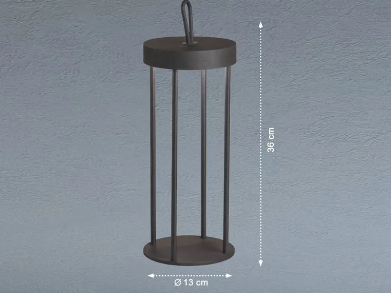 Outdoor Tischlampe KANTE 36cm Schwarz ohne Strom mit Akku & USB Kabel