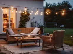 Outdoor Tischlampe KANTE 36cm Schwarz ohne Strom mit Akku & USB Kabel