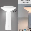 Outdoor Tischlampe PINTO Weiß Akku aufladbar per USB, Höhe 21cm