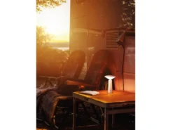 Outdoor Tischlampe PINTO Weiß Akku aufladbar per USB, Höhe 21cm