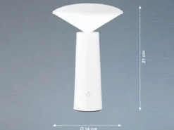 Outdoor Tischlampe PINTO Weiß Akku aufladbar per USB, Höhe 21cm