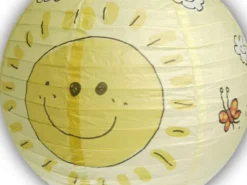 Papier Lampenschirm fürs Kinderzimmer mit fröhlichem Sonnen Motiv Ø 40cm