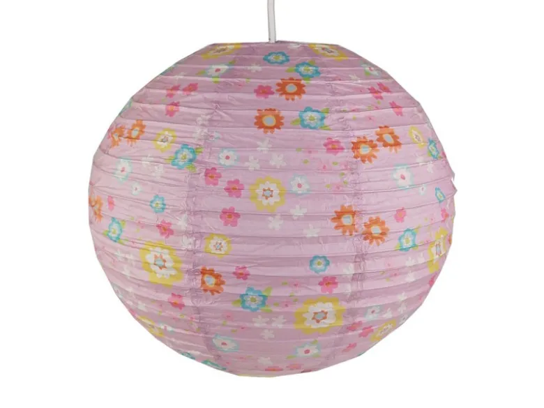 Papier Lampenschirm fürs Kinderzimmer mit fröhlichem Blümchen Muster Ø 40cm