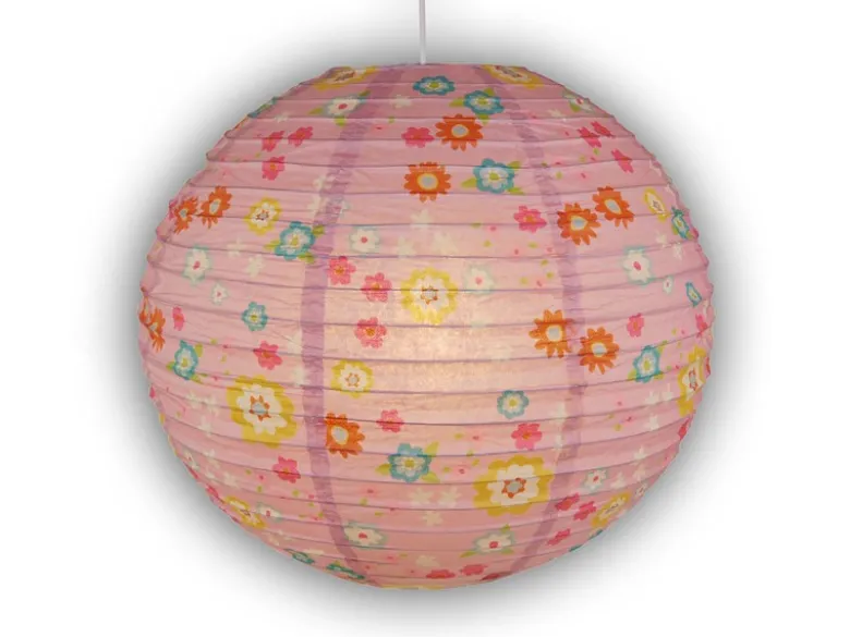 Papier Lampenschirm fürs Kinderzimmer mit fröhlichem Blümchen Muster Ø 40cm