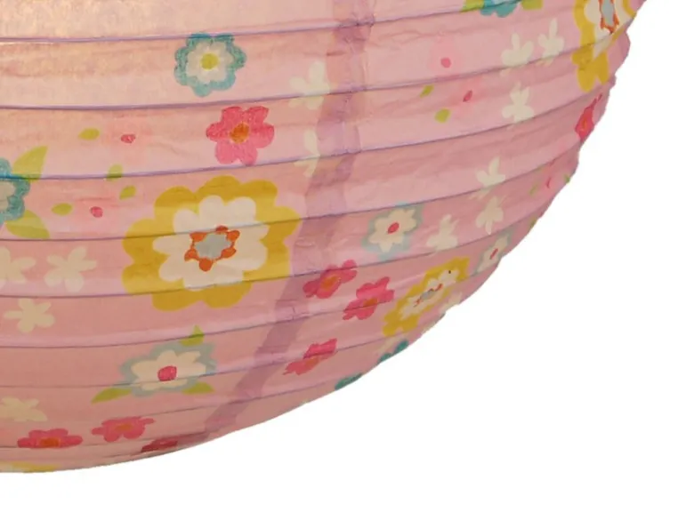 Papier Lampenschirm fürs Kinderzimmer mit fröhlichem Blümchen Muster Ø 40cm