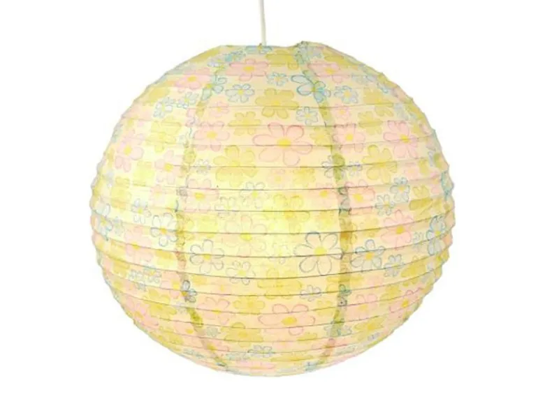 Papier Lampenschirm fürs Kinderzimmer mit fröhlichem Blumen Motiv Ø 40cm