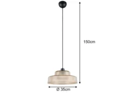 Pendelleuchte ABELLA einflammig, Glas Amber / Metall Schwarz, Ø 35cm