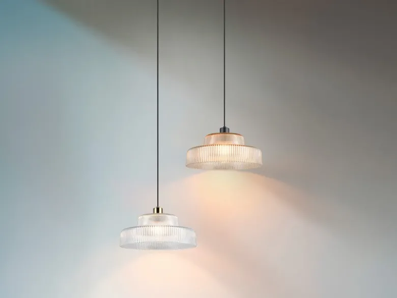 Pendelleuchte ABELLA einflammig, Glas Amber / Metall Schwarz, Ø 35cm