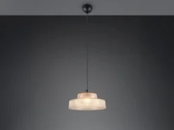 Pendelleuchte ABELLA einflammig, Glas Amber / Metall Schwarz, Ø 35cm