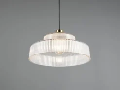 Pendelleuchte ABELLA einflammig, Glas transparent / Messing matt, Ø 35cm