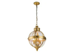 Pendelleuchte ADAMS mit Glaskugel & Stahl massiv in Messing brüniert, Ø 37cm