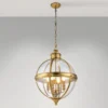 Pendelleuchte ADAMS mit Glaskugel & Stahl massiv in Messing brüniert, Ø 50cm