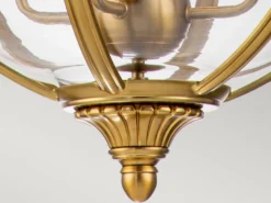 Pendelleuchte ADAMS mit Glaskugel & Stahl massiv in Messing brüniert, Ø 50cm