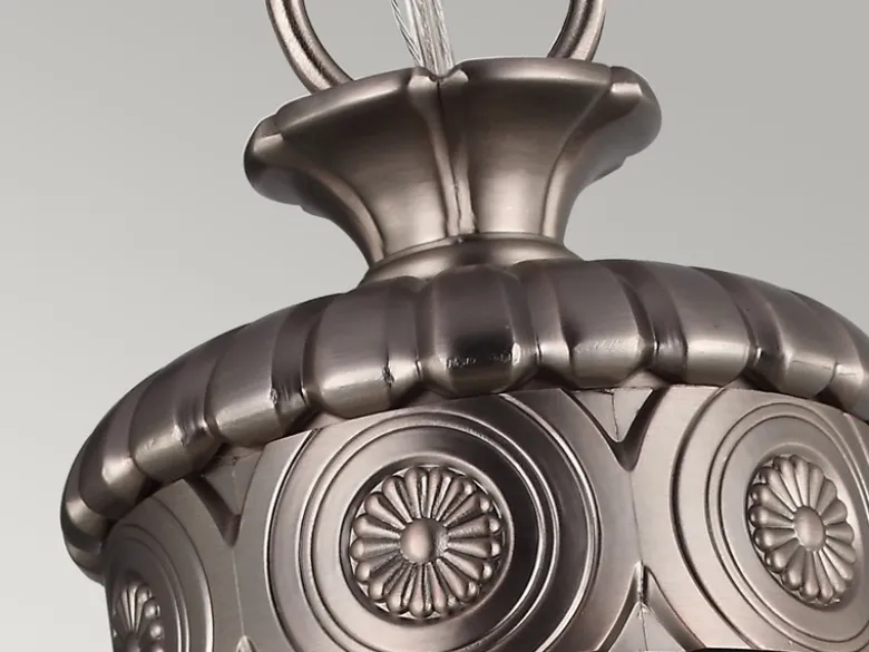 Pendelleuchte ADAMS mit Glaskugel & Stahl massiv in Silber Antik, Ø 37cm