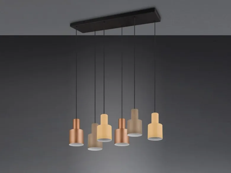 Pendelleuchte AGUDO 6-flammig Metall Coffee Töne, Breite 85cm