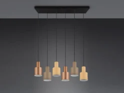 Pendelleuchte AGUDO 6-flammig Metall Coffee Töne, Breite 85cm
