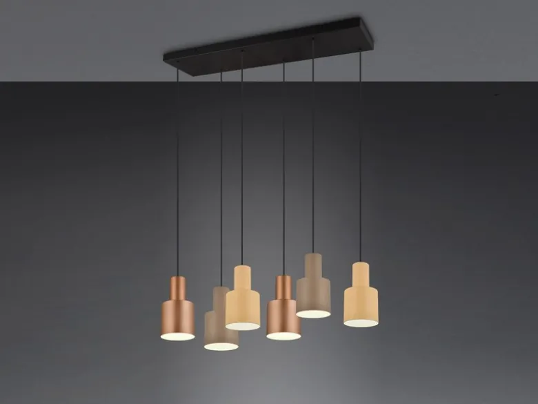 Pendelleuchte AGUDO 6-flammig Metall Coffee Töne, Breite 85cm