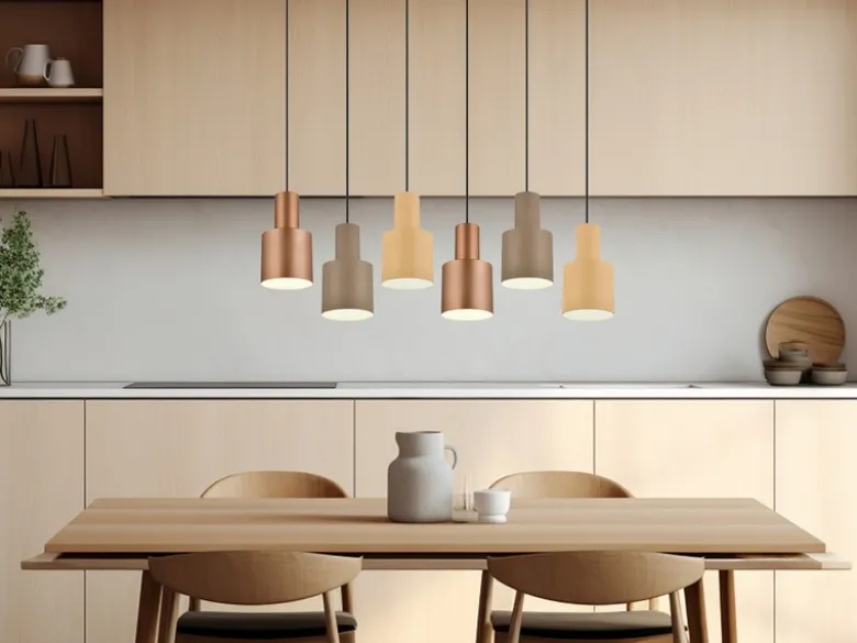 Pendelleuchte AGUDO 6-flammig Metall Coffee Töne, Breite 85cm