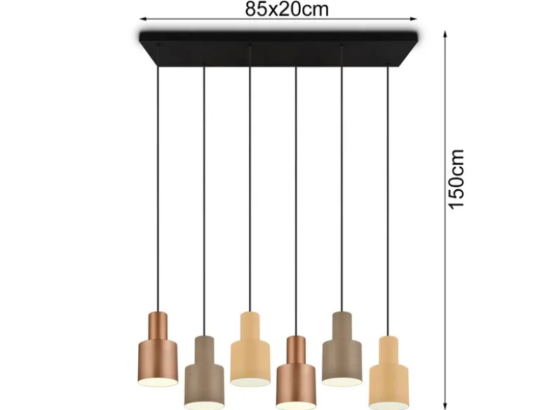 Pendelleuchte AGUDO 6-flammig Metall Coffee Töne, Breite 85cm