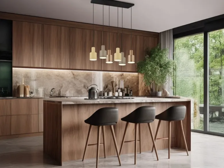 Pendelleuchte AGUDO 6-flammig Metall Coffee Töne, Breite 85cm